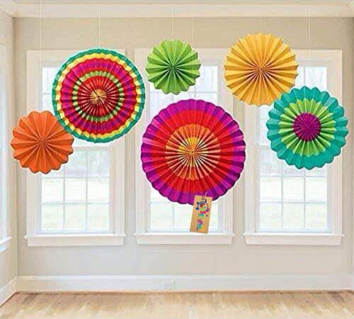 Western EraWestern Era Paper Fan for Decoration on Baby Shower, Photo Booth, Wedding, Birthday Party (Pack of 12) (Mix Color)