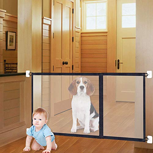 3-in-1 Sizes Magic Gate Pet Gate for Dog Doors with Hooks Safety Fence Black (71