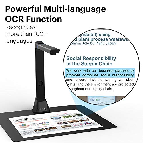Viisan VK16 Dokumenten-und Buchscanner digitalisiert A3-Vorlage blitzschnell. 16MP Sensor. Buch-Doppelseiten Glätten & Aufteilen. Auto-Scannen. Texterkennung. Visualizer. Tragbar. Windows & Mac