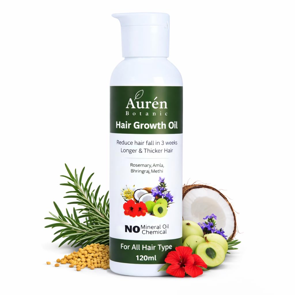 Hair Growth Oil with Rosemary & Bhringraj, 120ml | No Mineral Oil, For Reduces Hair Fall, Hair Growth & Anti Dandruff, Amla & Methi, 100% Natural-image-36