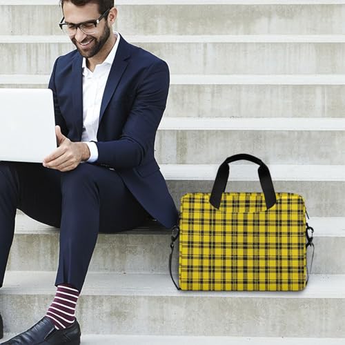 Funda para Portátil 15.6" con Asa y Correa Amarillo Cuadros miniatura 3
