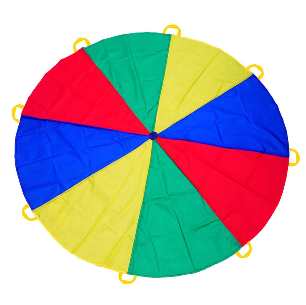 6.5ft/10ft/12ft/13ft/16.4ft/20ft Rainbow Parachute for Outdoor Party Games, Kids Play Parachute Group Cooperative Team Game Toys, Family Get-Together Entertainment
