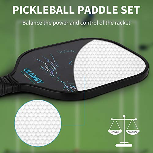 Image of OLANNY Graphite Pickleball Paddles Set- Premium Rackets Fiber Face & Polymer Honeycomb Core Pickleball Set Includes Pickleball Paddles + Pickleball Balls+ Replacement Soft Grip + 1 Bag