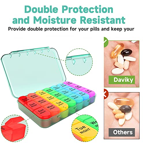 Image of Pill Organizer 3 Times a Day, Weekly Pill Organizer 3x a Day, Pill Box 7 Day, Daily Pill Box Organizer, Travel Container Pill Cases Organizers 7 Day, Medicine Organizer to Hold Vitamins and Medication