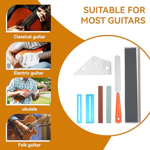 Professional Guitar Luthier Tool Set, Stainless Steel Guitar Fret Coronation File, Grindstone, Fingerboard Protection - Image 4