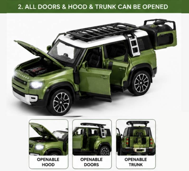 Image of Defender RR 1:28 Scale Model Car Exclusive Alloy Metal Pull Back Die-cast Car Metal Pullback Toy car with Openable Doors & Light Music Best Gifts Toys Kids (Color As Per Stock)