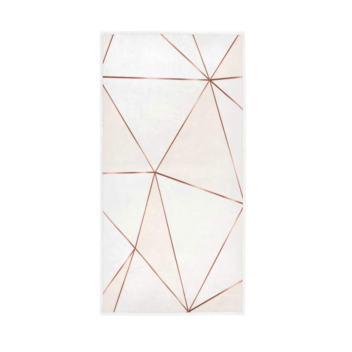 QMIN Hand Towel Geometric Rose Gold Lines, Face Towel Absorbent Beach Bath Towel for Gym Yoga Sports Spa Home Kitchen, 30 x 15 in