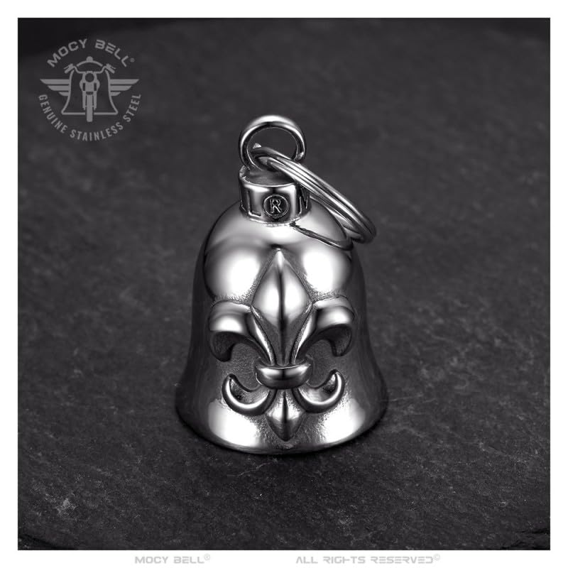 Clochette moto Fleur de Lys anti mauvais esprits Mocy Bell argent - 2