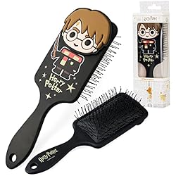 Harry Potter Cepillo Pelo Desenredante Antitirones, Regalos Originales Todo Tipo de Cabello, Merchandising Oficial (Negro)