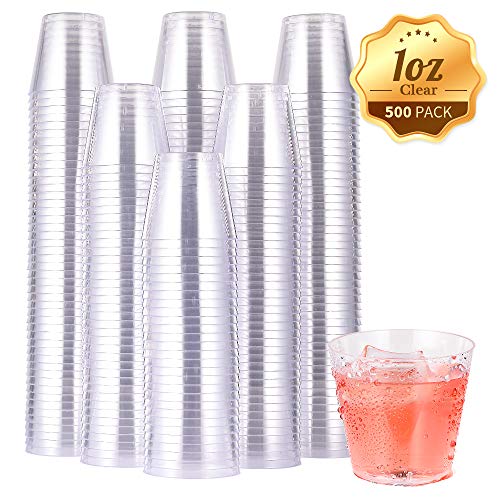 500 PACK Plastic Shot Glasses-1 Oz Disposable Cups-1 Ounce Tasting Cups-Party Cups Ideal