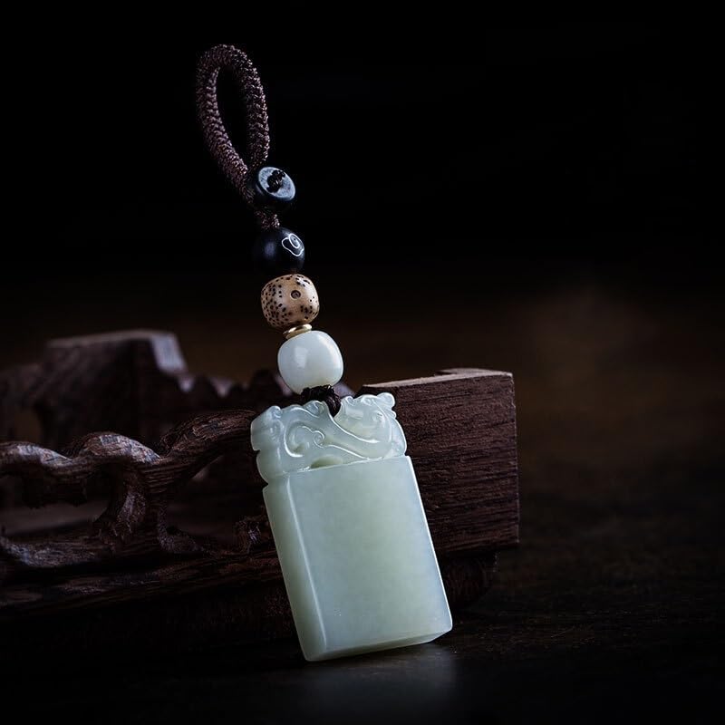 Portachiavi per Auto Ciondolo in giada di Hetian, sicuro e sano, portachiavi for auto, ciondolo for uomini donne, regalo, ornamenti for zaino