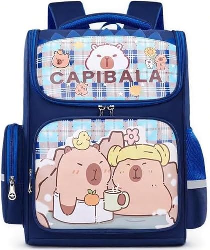 Mochila Capivara Escolar Kawaii Infantil Criança (Azul)