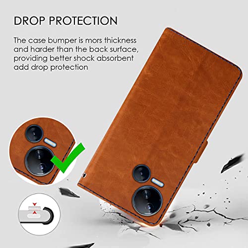 Image of Amazon Brand - Solimo Flip Leather Mobile Cover (Soft, Flexible & Kickstand Back case) Compatible for Tecno Spark 10 5G (CamelBlue)