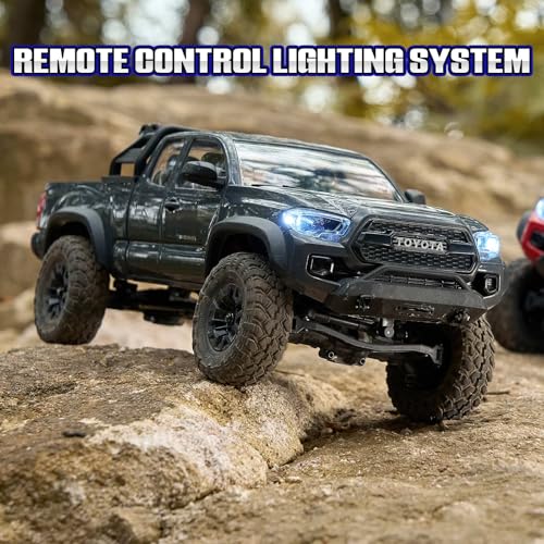 Image of FMS 1 /24 FCX24M Toyota Tacoma RC Crawler, Officially Licensed RC Truck 2 Speeds Switch with LED Lights, Off-Road RC Model for Adults (Red)