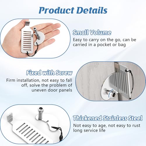 Zssxysm 2 Pack Tragbares Sicherheitstür Türschloss, Edelstahl Reiseschloss Ohne Bohren mit Aufbewahrungstasche für Frauen Reisen Hotel Schule Zuhause Wohnung Hochschule