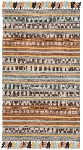 Tapete decorativo Safavieh 3' x 5' Turquesa y Marrón miniatura 2