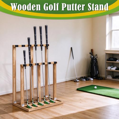 Double Layer Wooden Golf Club Organizer Rack, Vertical Golf Club Holder Stand, Freestanding Golf Equipment Storage & Display Rack for Home, Garage, Office, Golf Clubhouse, Golf Accessory for Golfers - image 3