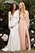 homdor Burnt Orange Bridesmaid Dresses 2023 Long Sleeve Chiffon Prom Dress Elegant V Neck A-Line Formal Gowns with Slit Size 4