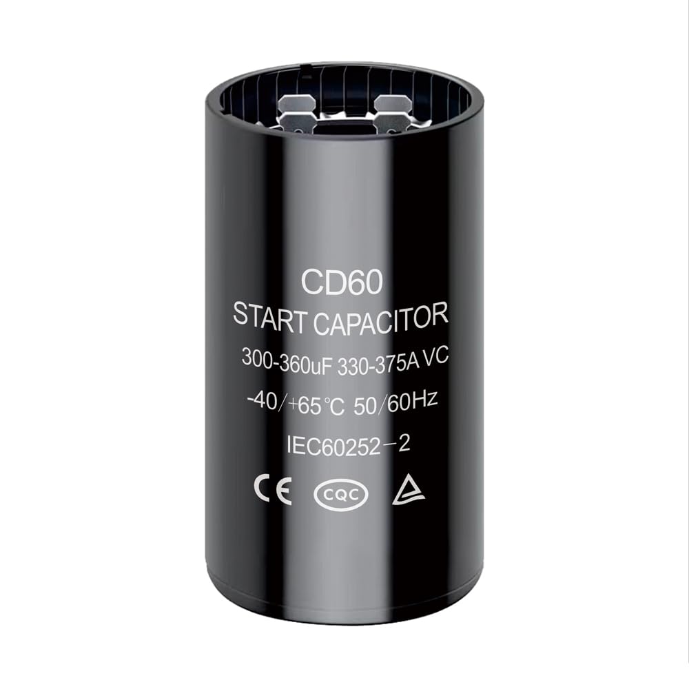 300-360 uf/MFD CD60 Round Start Capacitor ±20% 50/60 Hz 330-375 VAC Round Motor Well Pump Start Capacitor (300-360 uf/MFD, 1)
