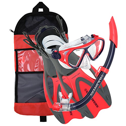U.S. Divers Dorado Mask, Proflex Fins and Sea Breeze Snorkel Combo Set