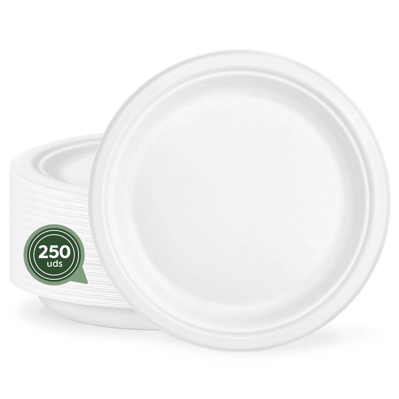 Horeca Collection MAXI PRODUCTS - 250 pezzi - Piatti Canna da Zucchero - Piatto piano rotondo - Piatto Compostabile - Piatto riciclabile - 26 cm - Resistenza termica