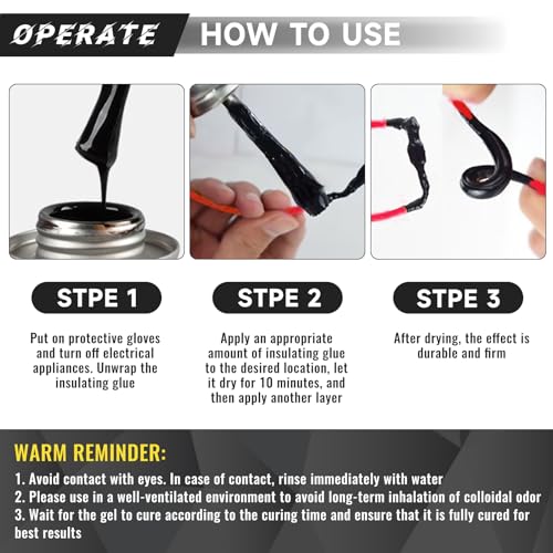Image of Liquid Electrical Tape Waterproof Black, Liquid Tape Electrical Quick Dry Electrical Adhesive Glue Replaces Insulating Tape＆Wire Glue, Ideal for Automotive Outdoor Indoor Use, 125ml
