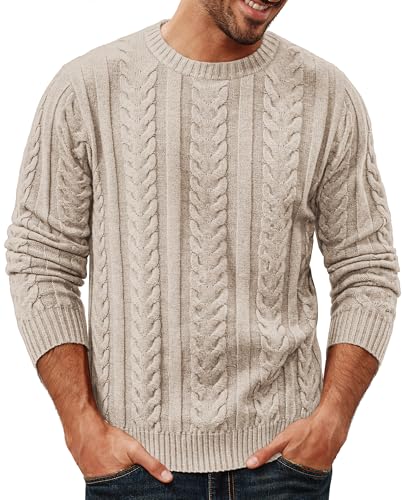 PJ PAUL JONES Mens Sweaters Casual Crewneck Cable Knit Pullover Sweater