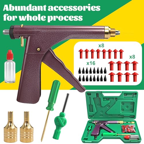 Image of 37 Pcs Mushroom Tire Plug Kit,Tire Plug Gun with 16 Plugs for Tubeless Tyre Punctures and Flats on Motorcycle,ATV,Trucks & Tractors,Fix a Flat Roadside Rapid Repair Set