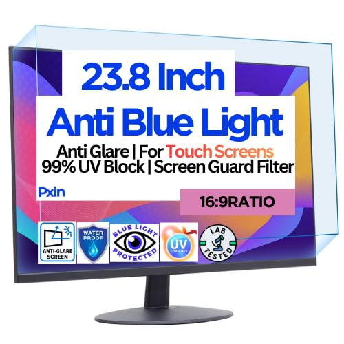 Image of Pxin 23.8 Inch (16:9) Monitor Screen Protector | Anti Glare | Touch Support | Blue Light Filter | 99% UV A /B /C Block | Scratch Resistant Matte Film | Reduce Digital Eye Strain