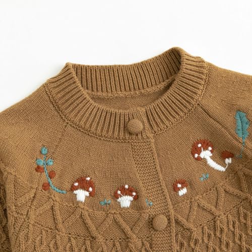 Image of Simplee kids Baby Sweater Toddler Girls Cardigan Sweater Embroidered Strawberry Knit Sweater
