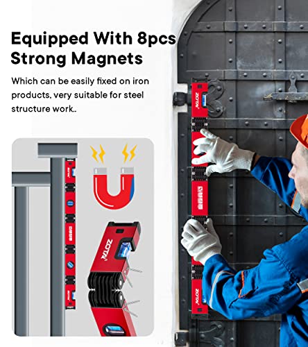 Zota Folding Level,28 Inch 5 Sections Foldable Level Measuring Tool With 45°/90°/180° Highprecisionl Bubble Level,Multi Function Magnetic Level For Decorator/Carpenters/Tiler #TOP5