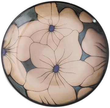Enamel Serving Platter, Decorative Platter for Salad/Fruits/Food, 8.1 Inches, White Floral