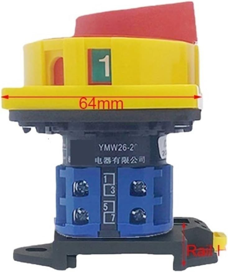 LW26GS-20A 25A DIN Rail Mounted Off-ON Two Levels CA10 48x48mm 64x64mm Disconnect Isolator Padlock Rotary Cam Switch(25A 64x64mm Off-ON)