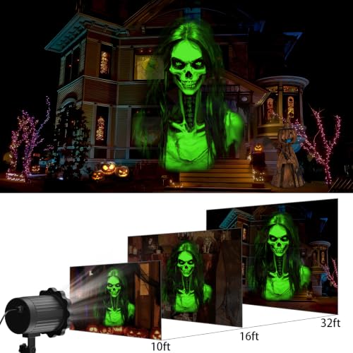 Halloween Decorations Outdoor,2026 Upgraded 3D Dynamic Skull Ghost Projector Lights,Clearer Skull HD Patterns,Night Light for Home Window Wall Halloween Decor — view 6