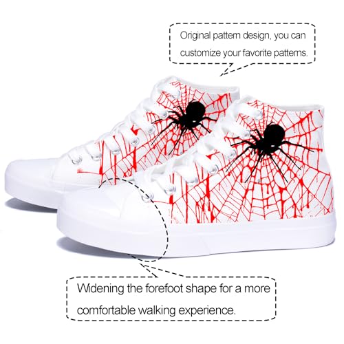 Men Canvas High Top Spider Web Sneakers Black Classic Lace up Shoes for Women Street Casual Tennis Shoes2