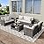 Patio Furniture Set 5 Pieces, 7-Seat PE Rattan Wicker Outdoor Sectional Patio Conversation Set with Waterproof Cusions and Coffee Table, Grey and Grey