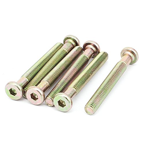 uxcell M8 x 65mm Threaded Hex Socket Head Cap Screw Bolt Bronze Tone 6 Pcs