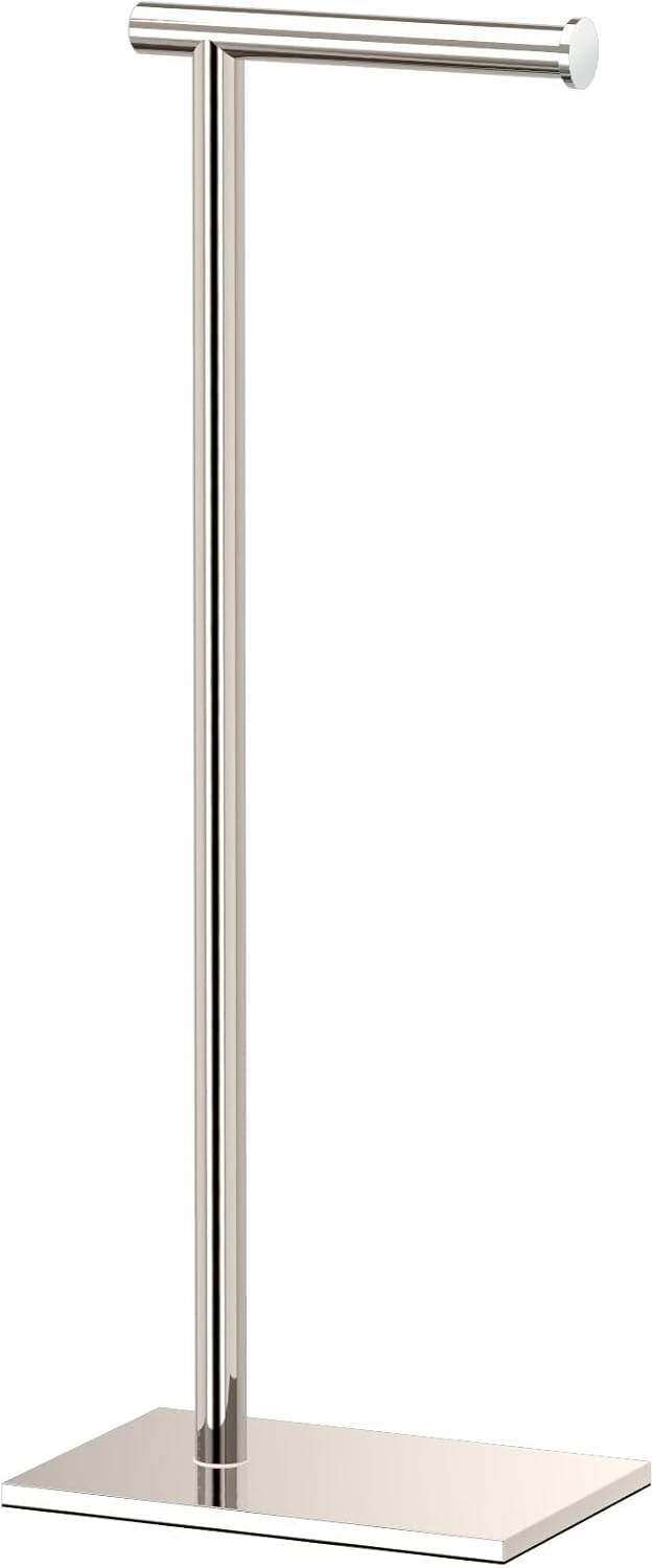 Gatco 1431PN Modern Rectangle Base Freestanding Toilet Paper Holder, 21.25", Polished Nickel with Weighted Base
