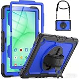 Case for Samsung Galaxy Tab A11 / A9 8.7 inch 2025/2023 with Screen Protector/Shoulder Strap/Hand Strap, Rugged Protective Shockproof Hard Cover Compatible for Tablet Model SM-X117/X135/133 for Kids