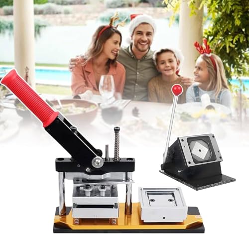 50*50mm/2 * 2 in DIY Square Magnet Maker with 1000 Pcs Consumables & Paper Cutter, Button Press Button Press Machine, Photo Magnet Machine DIY Refrigerator Magnets,Maker+Knife+(Acrylic+Magnet)*1000