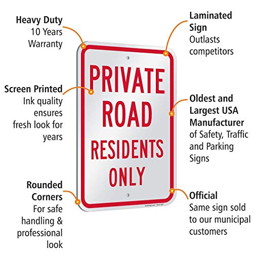 SmartSign Private Road Residents Only Aluminum Sign #TOP23