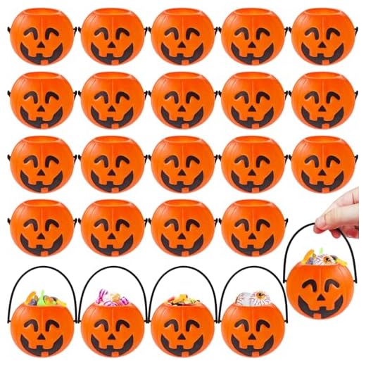 25+ Spooktacular Dollar Tree Halloween Decor Ideas Under $25 2 Lshfwn 24 Pcs Mini Halloween Portable Pumpkin Bucket,2.8 In Plastic Pumpkin Candy Bucket,Trick or Treat Candy Pail Holder for Halloween Party Favor,Decoration Props