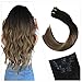Ugeat Balayage Hair Extensions Clip in Human Hair 16 Inch Clip in Real Hair Extensions 10PCS Natural Hair Extensions Clip in Human Hair Color #1B/4/27 Clip in Remy Human Hair Extensions