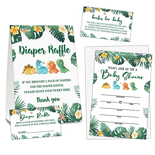 Letrero de rifa de pañales con tarjetas de invitación y solicitud de libro estilo woodland