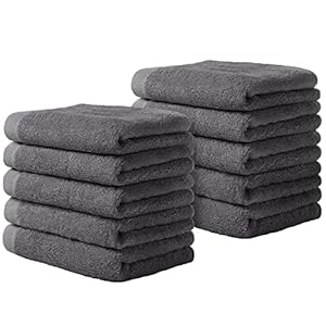 Yoofoss Luxury Washcloths Towel Set 10 Pack Baby Wash Cloth for Bathroom-Hotel-Spa-Kitchen Multi-Purpose Fingertip Towels and Face Cloths 10” x 10” – Dark Grey