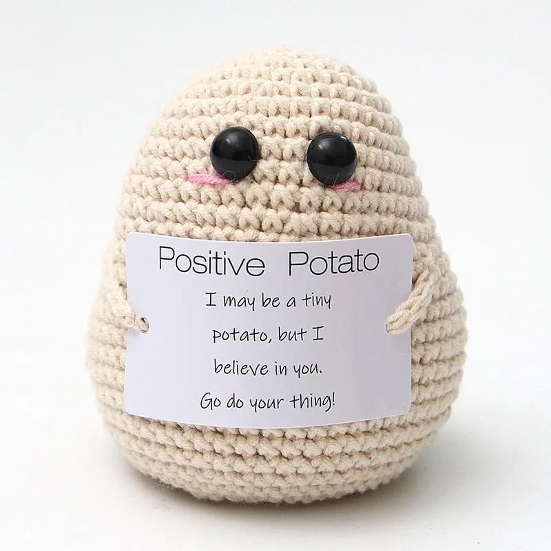SACHPER Pickle Buddies Blossom Positive Potato - Emotional Support Crochet Dolls Handmade Positive Crochet Animals Gifts Emotional Support Nuggets Tiny Potato Say Potato Desk Decor for Stress Relief