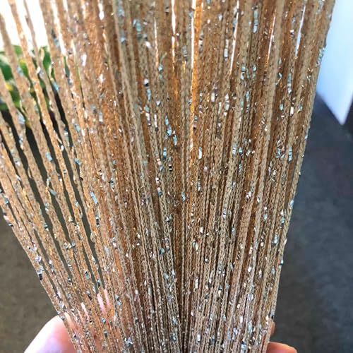 Vagasi Lot de 2 Rideaux Fils Paillette 100x200cm Draperie Rideau Spaghetti Elégance Studio Fenêtre Porte Anniversaire Mariage Fête Hôtel