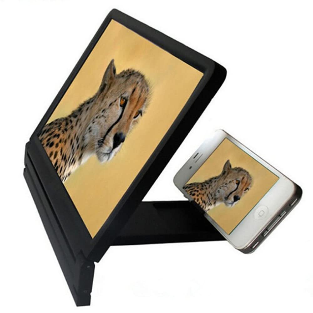 3D Mobile HD Screen Magnifier Video Amplifier Stand Enlarged Folding Bracket Holder(Black)