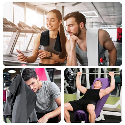 HOMIKLSA Mikrofaser Handtuch 3 Set - Groß 200×100cm & 2 Klein 80×40cm, Schnelltrocknend Microfaser Sporthandtuch, für Reisehandtuch, Badetuch, Fitness & Sport Handtücher und Strandtuch (Dunkelgrau)