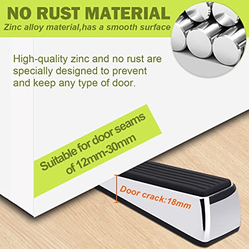 Metal Door Stop, Premium Rubber Heavy Door Stopper, Wedge Stopper, 2Pack, Suitable For Door Clearance Of 0.4In-1.18In (11Mm-30Mm) #TOP2